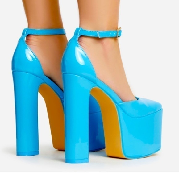 1-PLATFORM block heels ankles straps patent leather. - Picture 3 of 5